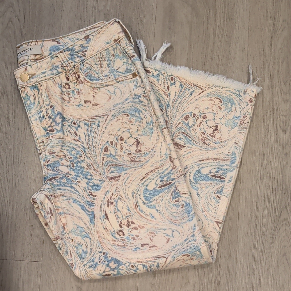 Liverpool Blue and Cream Patterned Jeans